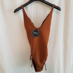 ZAFUL NWT One Piece Swimsuit Cinnamon Adjustable